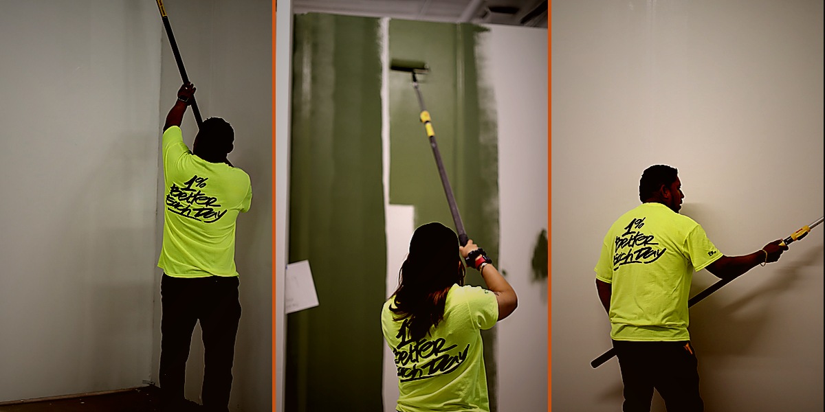Foti Inc. three-person painting crew on a multi-room commercial job in Long Island City Queens