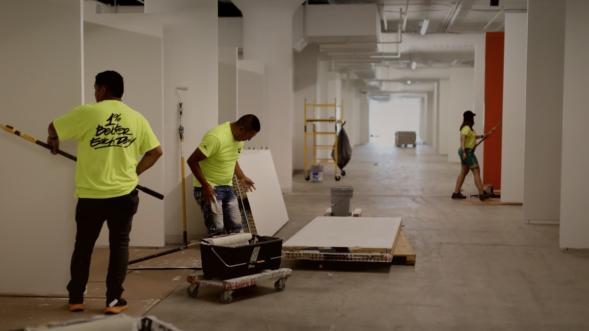 Foti Inc. crew on a large-scale commercial interior painting job